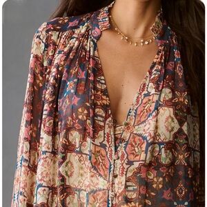 Anthropologie The Estella Sheer  Blouse
